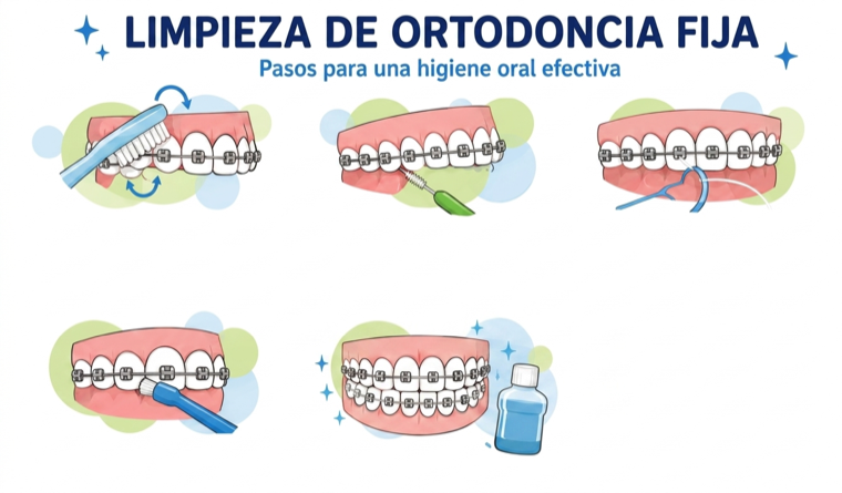 Limpieza de ortodoncia fija paso a paso